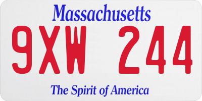 MA license plate 9XW244