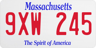 MA license plate 9XW245