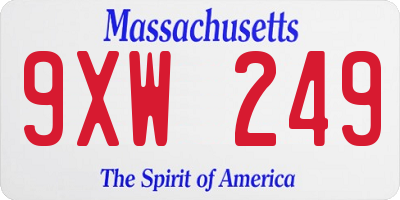 MA license plate 9XW249