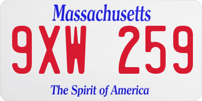 MA license plate 9XW259