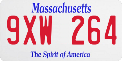 MA license plate 9XW264