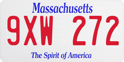 MA license plate 9XW272
