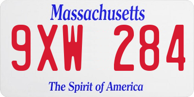 MA license plate 9XW284