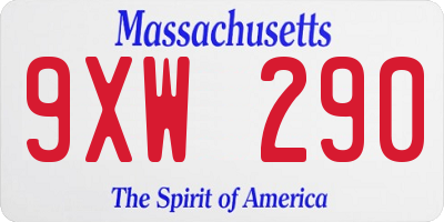 MA license plate 9XW290