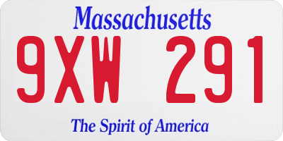 MA license plate 9XW291