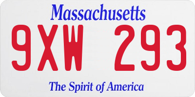 MA license plate 9XW293