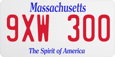 MA license plate 9XW300