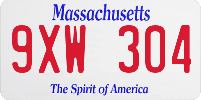 MA license plate 9XW304
