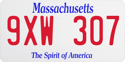 MA license plate 9XW307