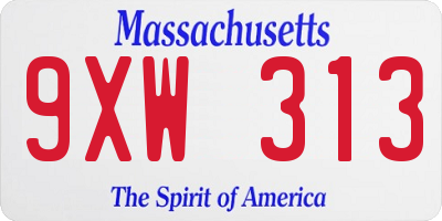 MA license plate 9XW313