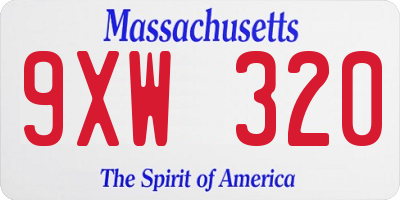 MA license plate 9XW320