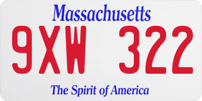 MA license plate 9XW322