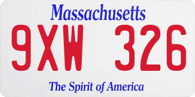 MA license plate 9XW326