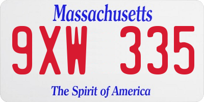 MA license plate 9XW335