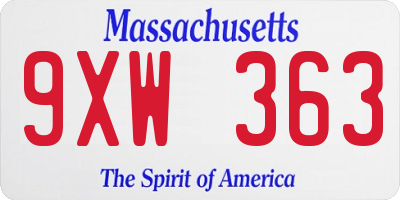 MA license plate 9XW363