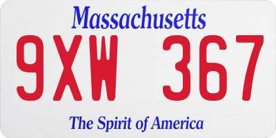 MA license plate 9XW367