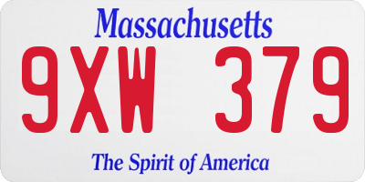 MA license plate 9XW379
