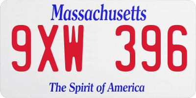 MA license plate 9XW396
