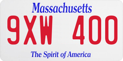 MA license plate 9XW400