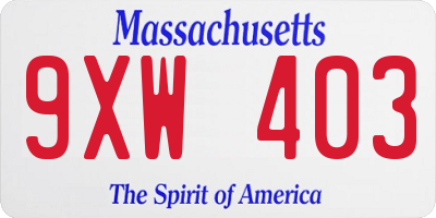MA license plate 9XW403