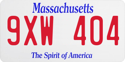 MA license plate 9XW404