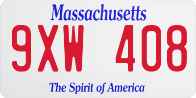 MA license plate 9XW408
