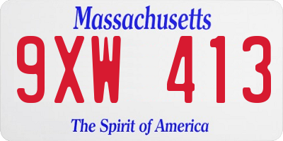 MA license plate 9XW413