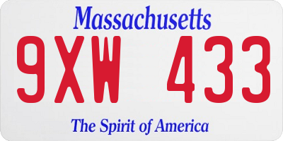 MA license plate 9XW433