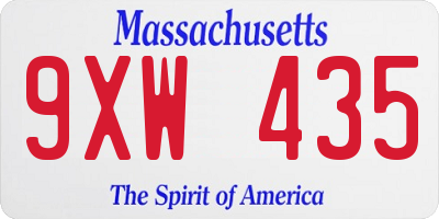 MA license plate 9XW435