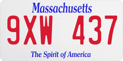 MA license plate 9XW437