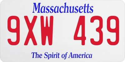 MA license plate 9XW439