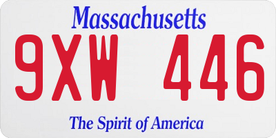 MA license plate 9XW446