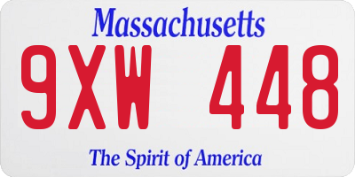 MA license plate 9XW448