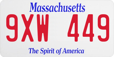 MA license plate 9XW449