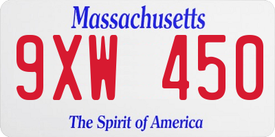 MA license plate 9XW450