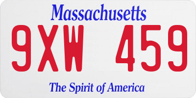 MA license plate 9XW459