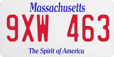 MA license plate 9XW463