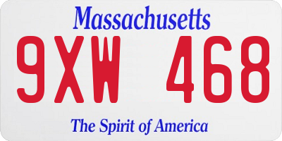 MA license plate 9XW468