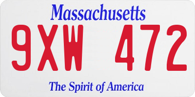 MA license plate 9XW472