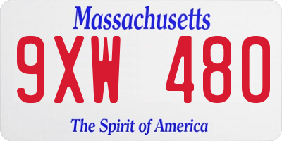 MA license plate 9XW480
