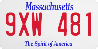 MA license plate 9XW481