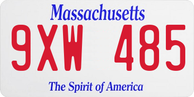 MA license plate 9XW485