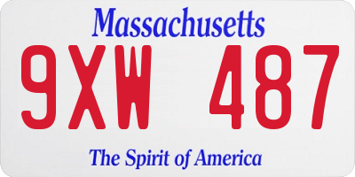 MA license plate 9XW487