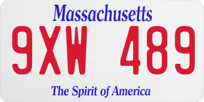 MA license plate 9XW489