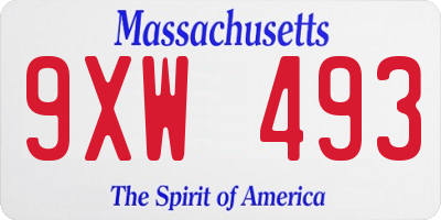 MA license plate 9XW493