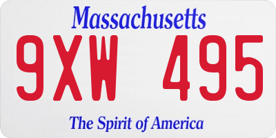 MA license plate 9XW495