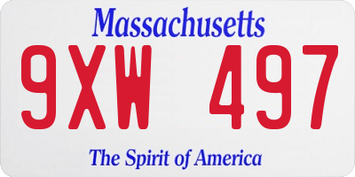MA license plate 9XW497