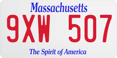 MA license plate 9XW507