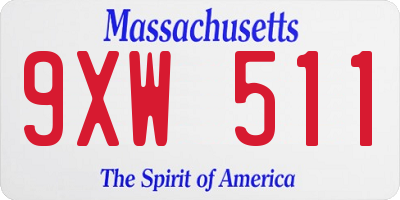 MA license plate 9XW511