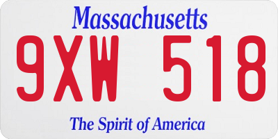 MA license plate 9XW518